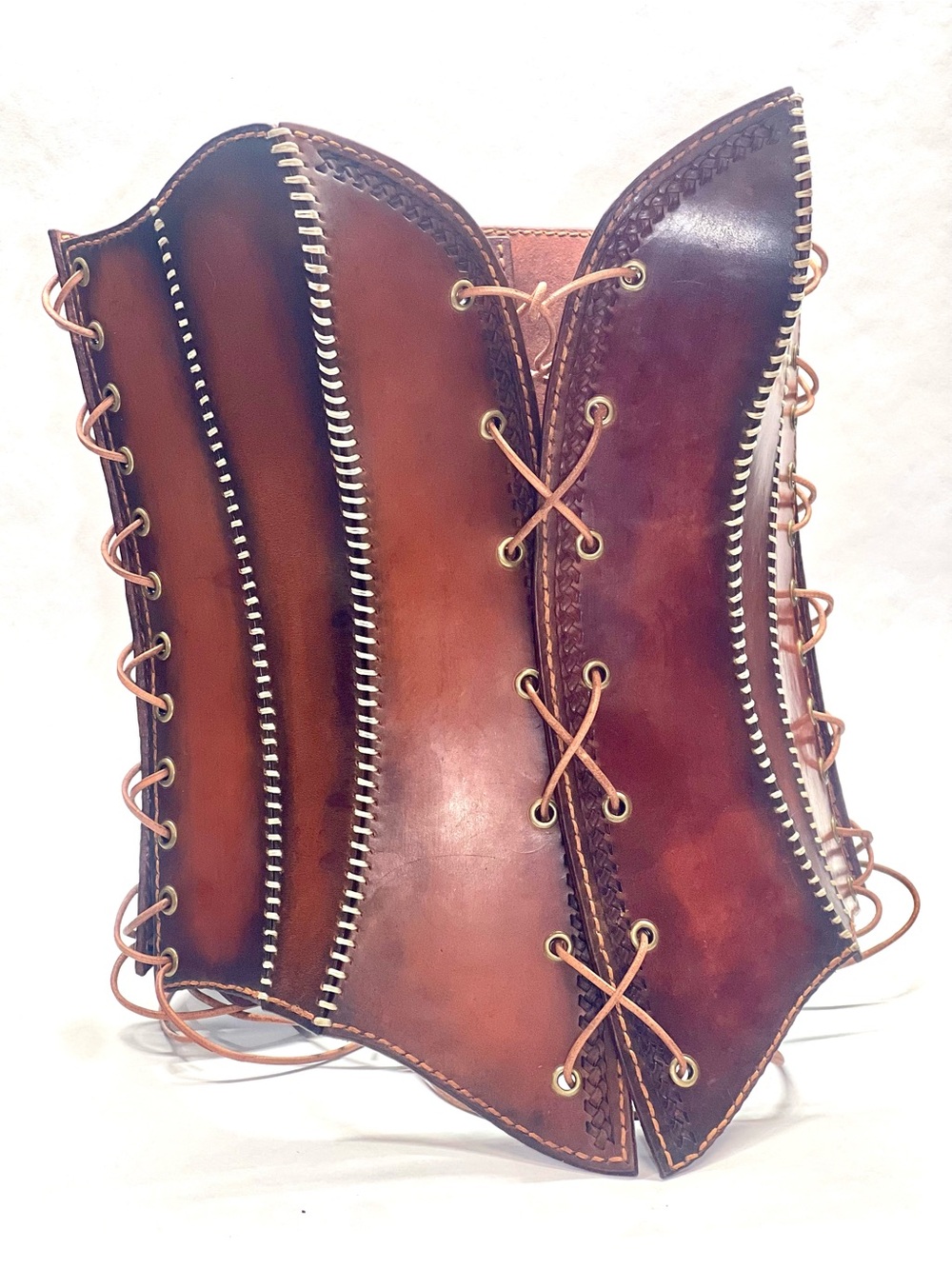 Custom made leather corset. Size small to medium. Adjustable. New. Costume/LARP.